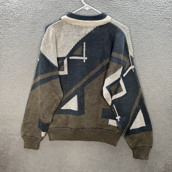 Vintage Private Club Sweater Adult Large Multicolor Geometric Knit Crewneck 90s - Picture 2 of 9
